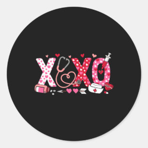 Xoxo Nurse Valentines Day Stethoscope Valentine Fo Classic Round Sticker