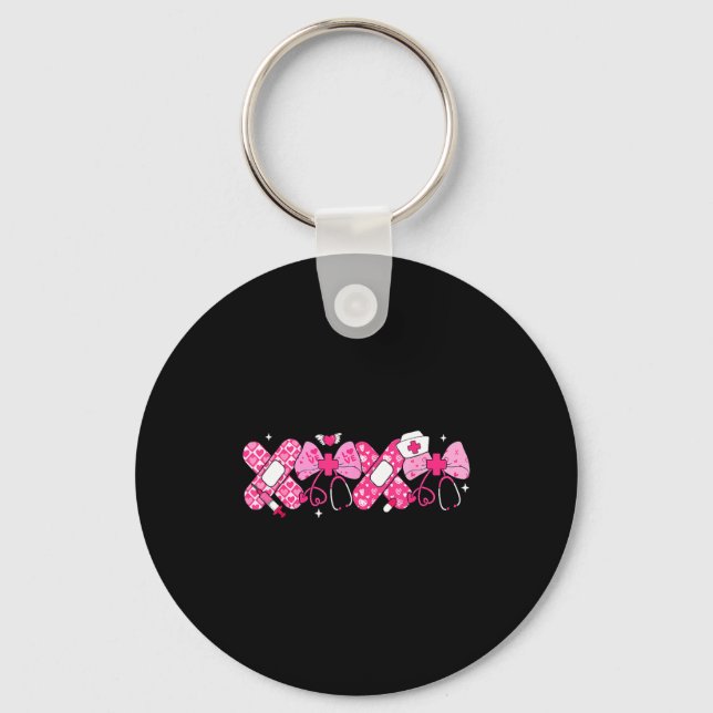 Xoxo Nurse Valentines Day Stethoscope Valentine Nu Key Ring (Front)