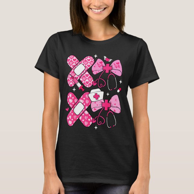 Xoxo Nurse Valentines Day Stethoscope Valentine Nu T-Shirt (Front)