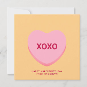 XOXO orange conversation heart Valentine's Day Card