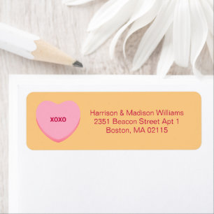 XOXO orange conversation heart Valentine's Day Return Address Label