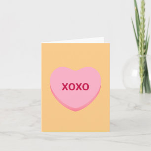 XOXO orange pink conversation heart Valentine's Note Card