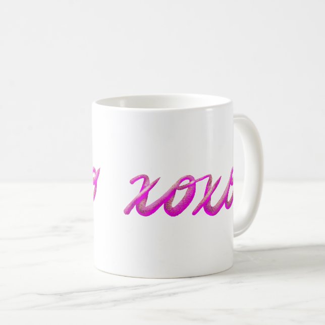 xoxo pink coffee mug (Front Right)