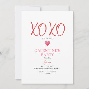 XOXO Pink Galentine's Day Party Valentine Invitation