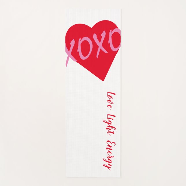 XOXO Pink Heart White XOXO Hugs Kisses White Yoga Mat (Front)