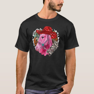 Xoxo Pink Horse Heart Horse Leopard Western Valent T-Shirt