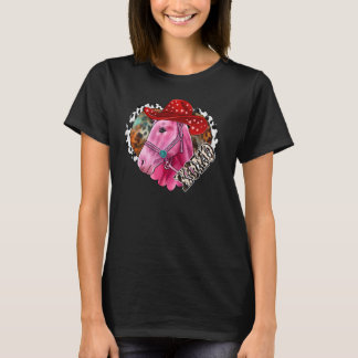 Xoxo Pink Horse Heart Horse Leopard Western Valent T-Shirt