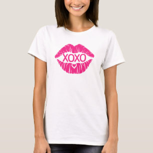 XOXO Pink Lips, Kiss Valentines Day Lips T-Shirt