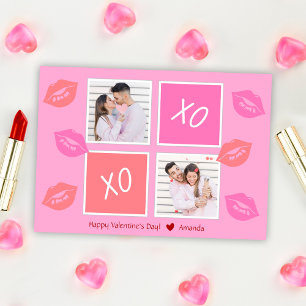 XOXO Pink Photo Couple Happy Valentine's Day Holiday Card