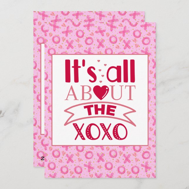 XOXO Pink Red Cute Heart Valentine Greeting Holida Holiday Card (Front/Back)