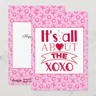 XOXO Pink Red Cute Heart Valentine Greeting Holida Holiday Card