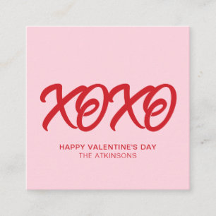 XOXO pink red cute modern custom valentine's Day Enclosure Card