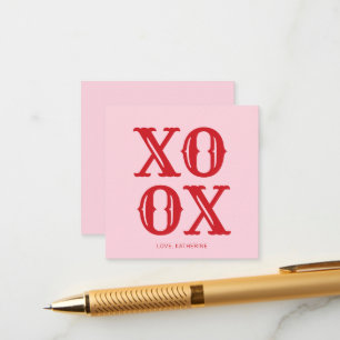 XOXO pink red cute typography personalised Enclosure Card