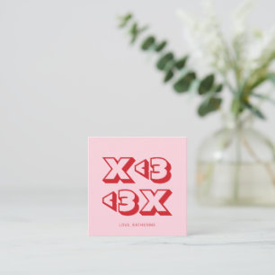 XOXO pink red modern heart bold typography custom Enclosure Card