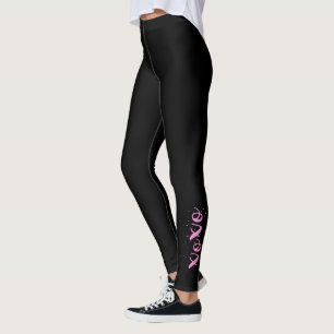 xoxo Pink Text Cool Unique Black Leggings