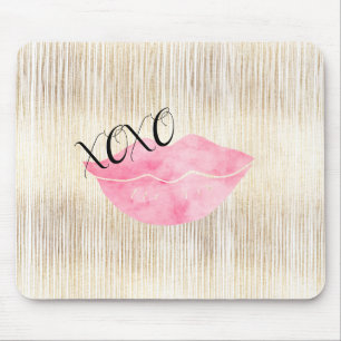 XOXO Pink Watercolor Lips Mouse Pad