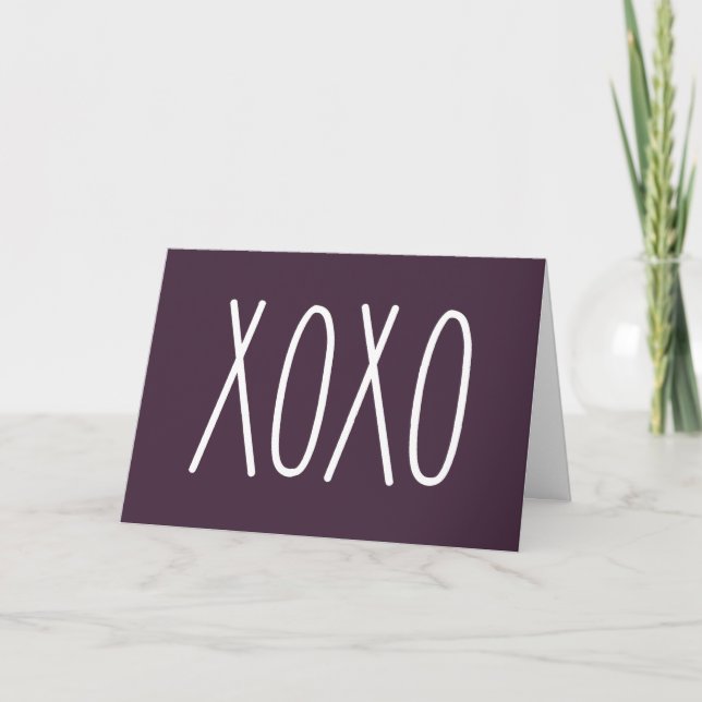 XoXo Purple Friendship Galentines Valentines Day Holiday Card (Front)