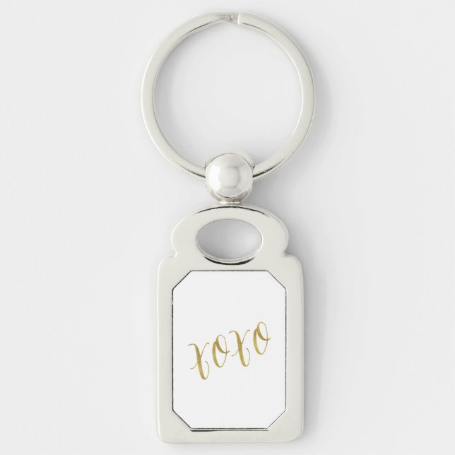 XOXO Quote Faux Gold Glitter Background Template Key Ring (Front)