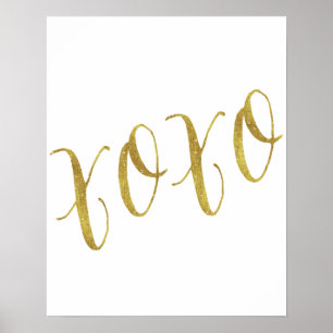 XOXO Quote Faux Gold Glitter Background Template Poster