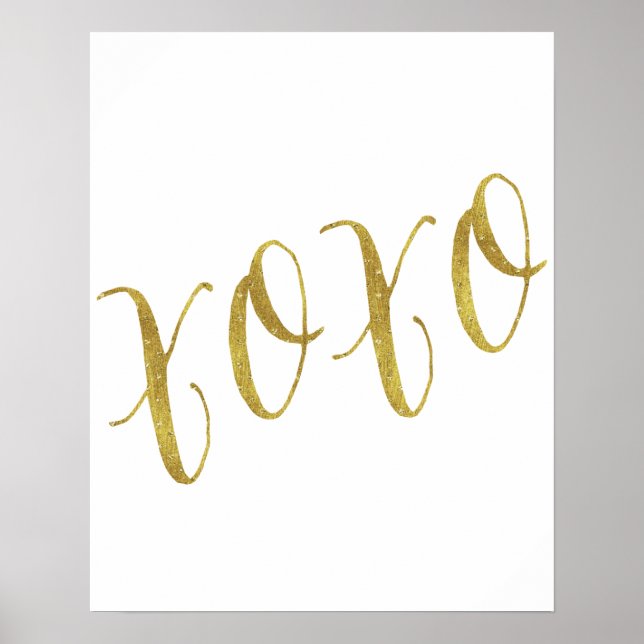 XOXO Quote Faux Gold Glitter Background Template Poster (Front)