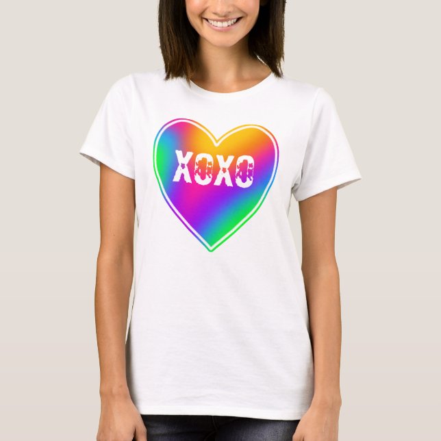 XOXO Rainbow Heart Women's T-Shirt (Front)