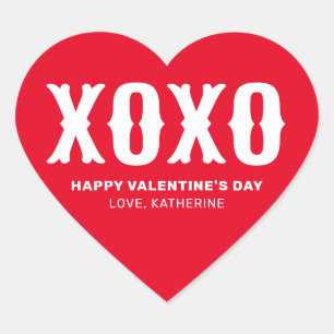 XOXO red cute typography valentine's Day Heart Sticker