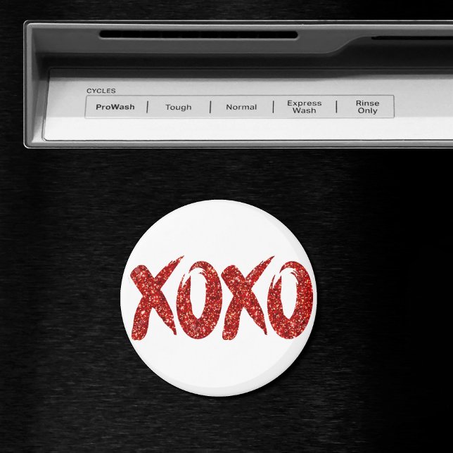 XOXO Red Glitter | Trendy Modern Glam Brushstroke Magnet (Creator Uploaded)