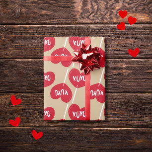 XOXO red heart lollipop on gold Wrapping Paper