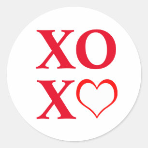 XOXO Red Hearts Classic Round Sticker