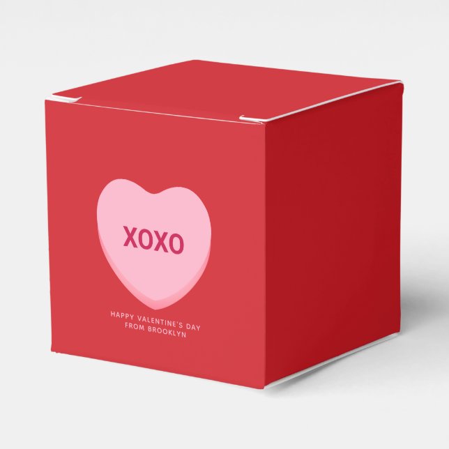 XOXO red pink conversation heart Valentine's Day Favour Box (Front Side)