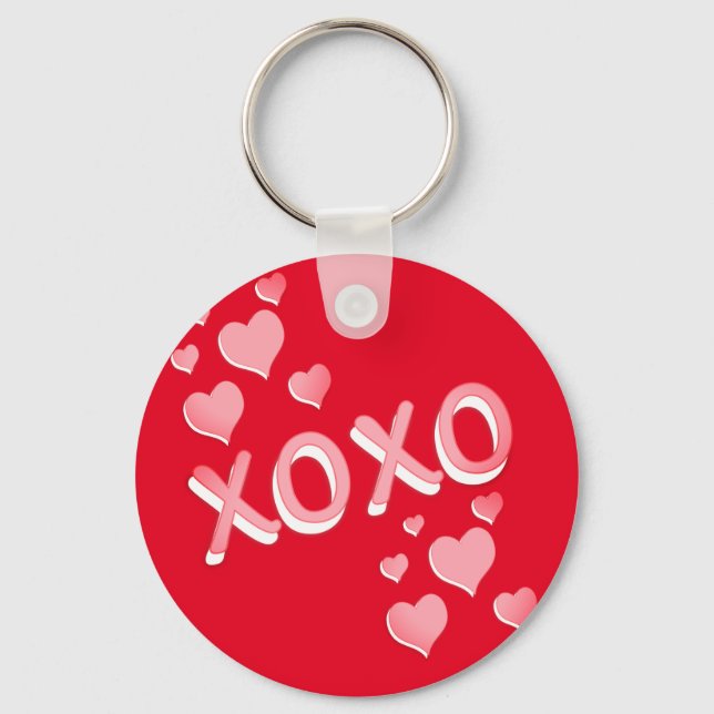 XOXO Red Pink Hearts Valentine's Day Key Ring (Front)