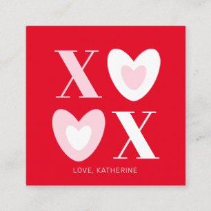 XOXO red white pink hearts typography cute custom Enclosure Card