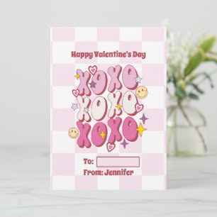 XOXO Retro Valentine’s Day, Chequered Pattern Holiday Card