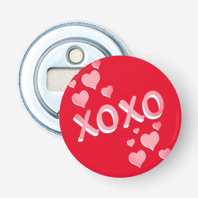 XOXO Romantic Red Pink Hearts  Bottle Opener (Front)
