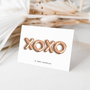 XOXO Rose Gold Balloon Personalised Note Card