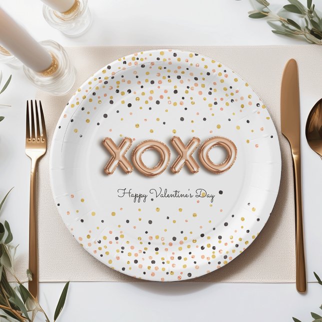 XOXO Rose Gold Balloons | Valentine's Day Paper Plate (Creator Uploaded)