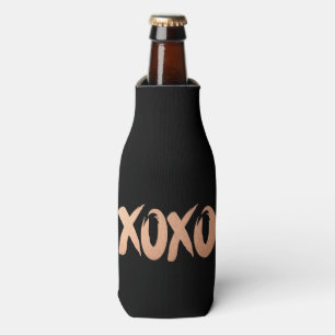 XOXO Rose Gold   Modern Copper Brushstroke Bottle Cooler