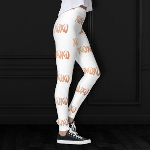 XOXO Rose Gold   Modern Copper Brushstroke Leggings