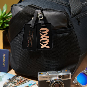 XOXO Rose Gold   Modern Copper Brushstroke Luggage Tag