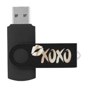 XOXO Rose Gold   Modern Copper Brushstroke USB Flash Drive
