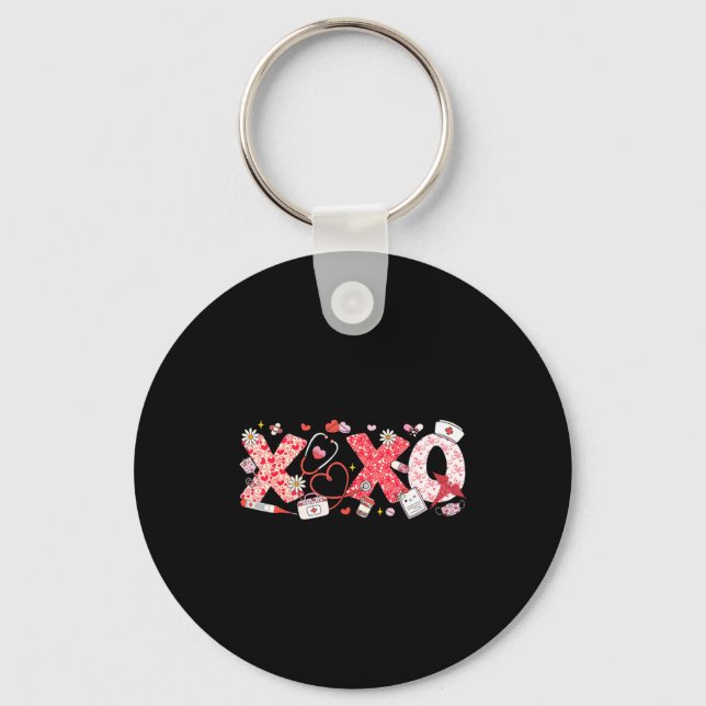 Xoxo Stethoscope Valentine Rn Pct Cna Nurse Nurse  Key Ring (Front)