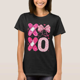 Xoxo Stethoscope Valentine Rn Pct Cna Nurse Pink B T-Shirt
