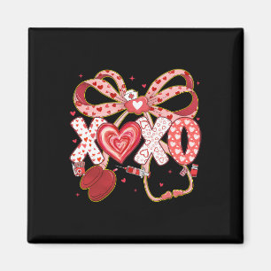 Xoxo Stethoscope Valentine Rn Pct Cna Nurse Red Bo Magnet
