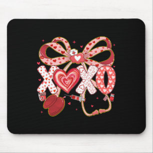 Xoxo Stethoscope Valentine Rn Pct Cna Nurse Red Bo Mouse Pad