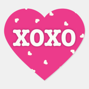 XOXO Sticker / Envelope Seal with Hearts  Pink