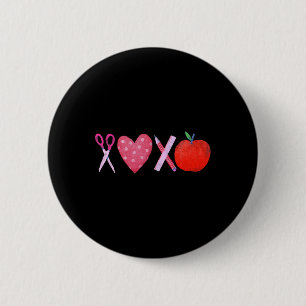 Xoxo Teacher Valentine's Day Pencil And Apple 1  6 Cm Round Badge