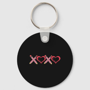 Xoxo Teacher Valentine's Day Pencil And Apple 2  Key Ring