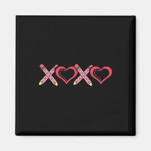 Xoxo Teacher Valentine's Day Pencil And Apple 2 Magnet