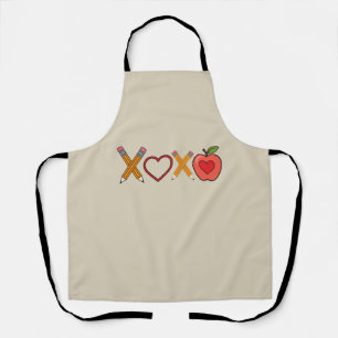 XOXO Teacher Valentine's Day Pencil And Apple  Apron