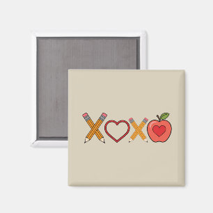 XOXO Teacher Valentine's Day Pencil And Apple  Magnet